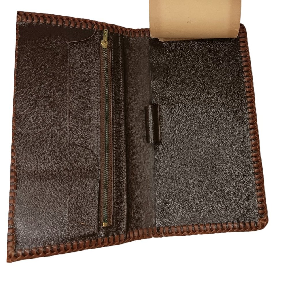 SOLD - Handtooled Leather Wallet Notepad Holder With Robinson Reminder Insert - Picture 7 of 7